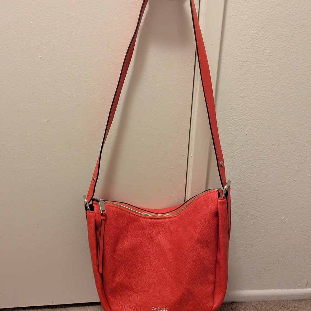 Calvin Klein Red Leather Shoulder Bag